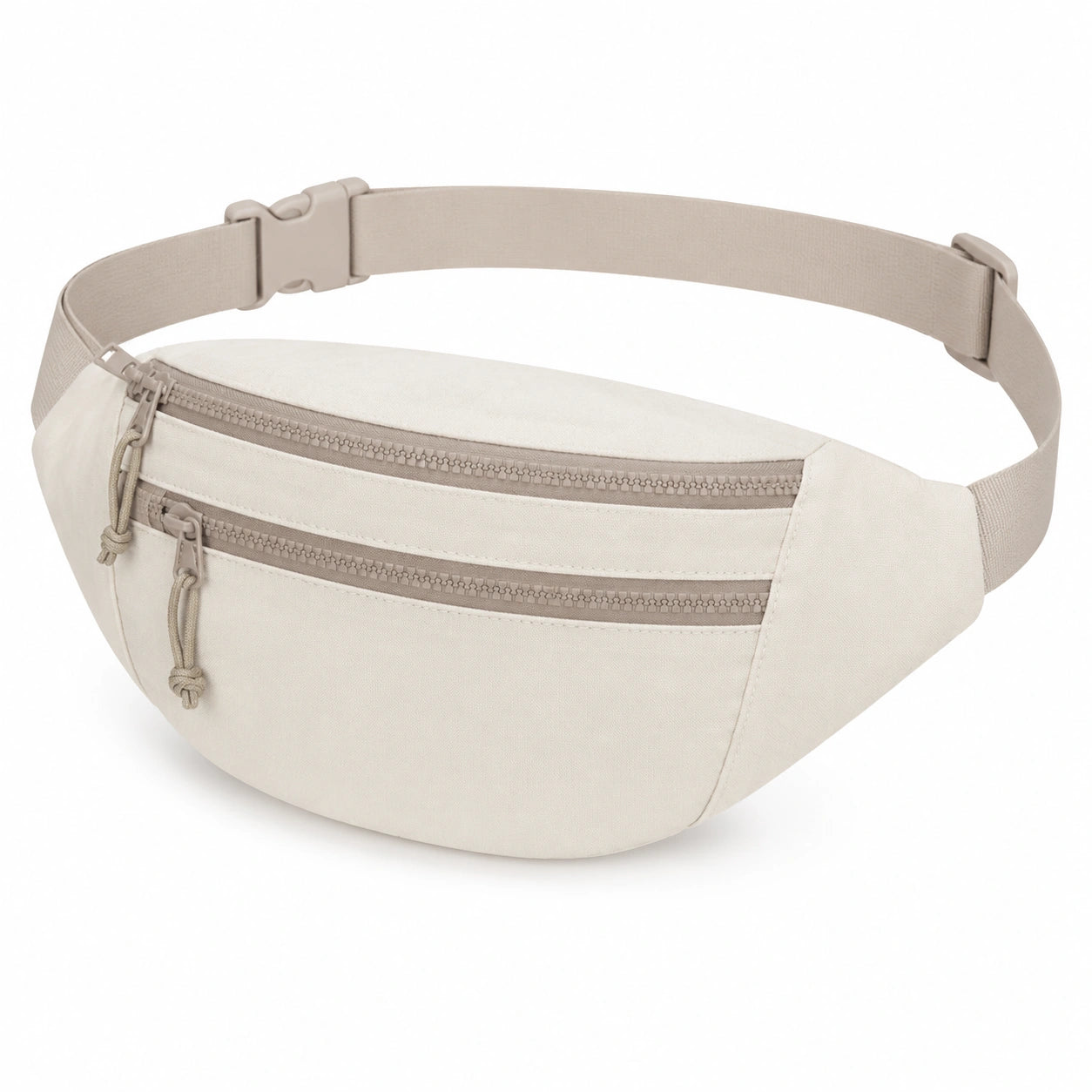 H¨¹fttasche 30 x 7 x 15 cm Textil Beige mit zwei Rei?verschlussf?chern