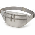 H¨¹fttasche 34 ¡Á 8 ¡Á 16 cm Textil Grau mit verstellbarem Gurt und Rei?verschlussf?chern