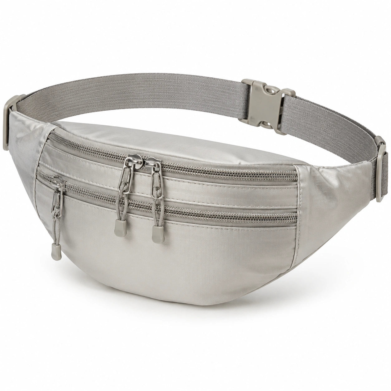 H¨¹fttasche 34 ¡Á 8 ¡Á 16 cm Textil Grau mit verstellbarem Gurt und Rei?verschlussf?chern