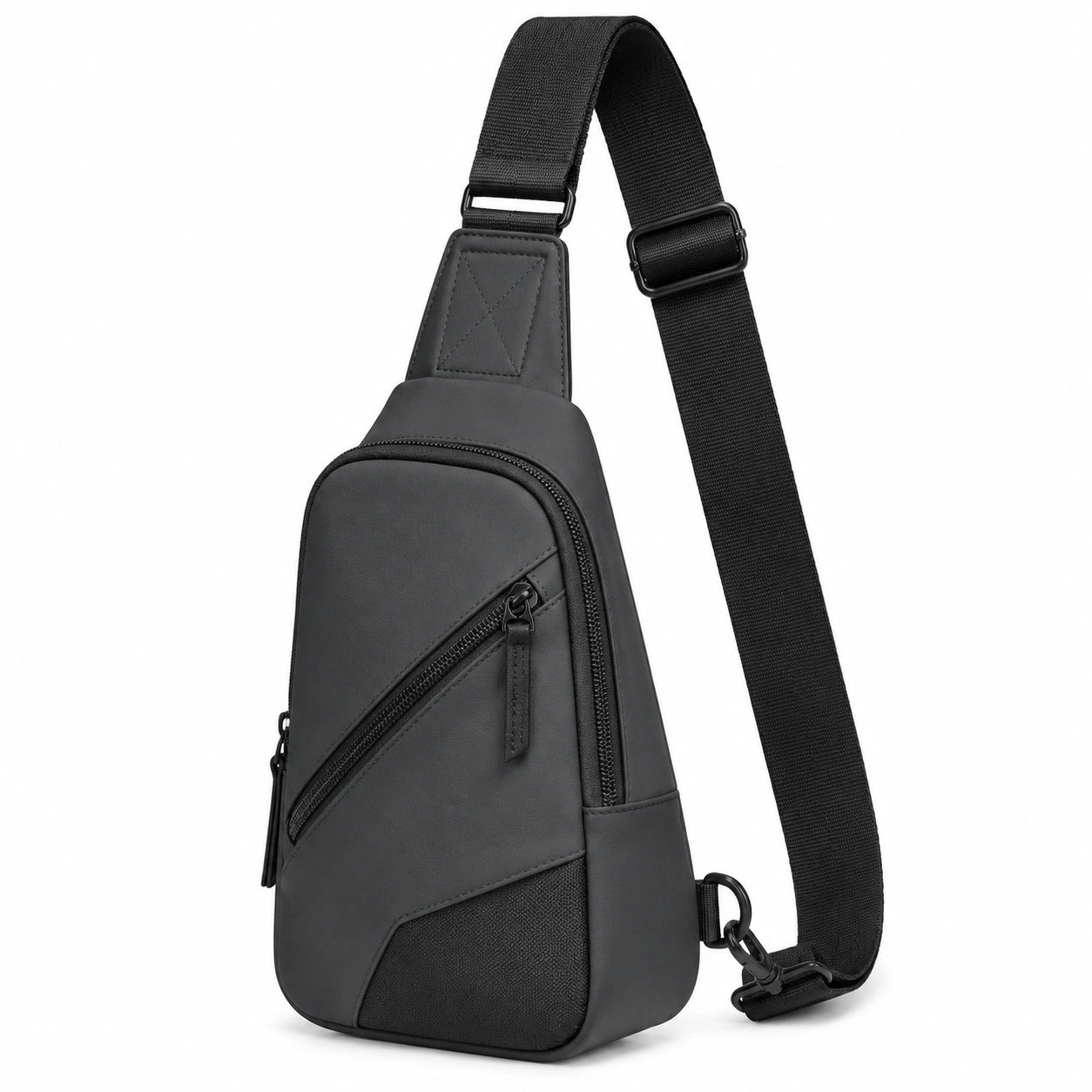Umh?ngetasche 18 x 8 x 32 cm aus Kunstleder Schwarz mit verstellbarem Schultergurt