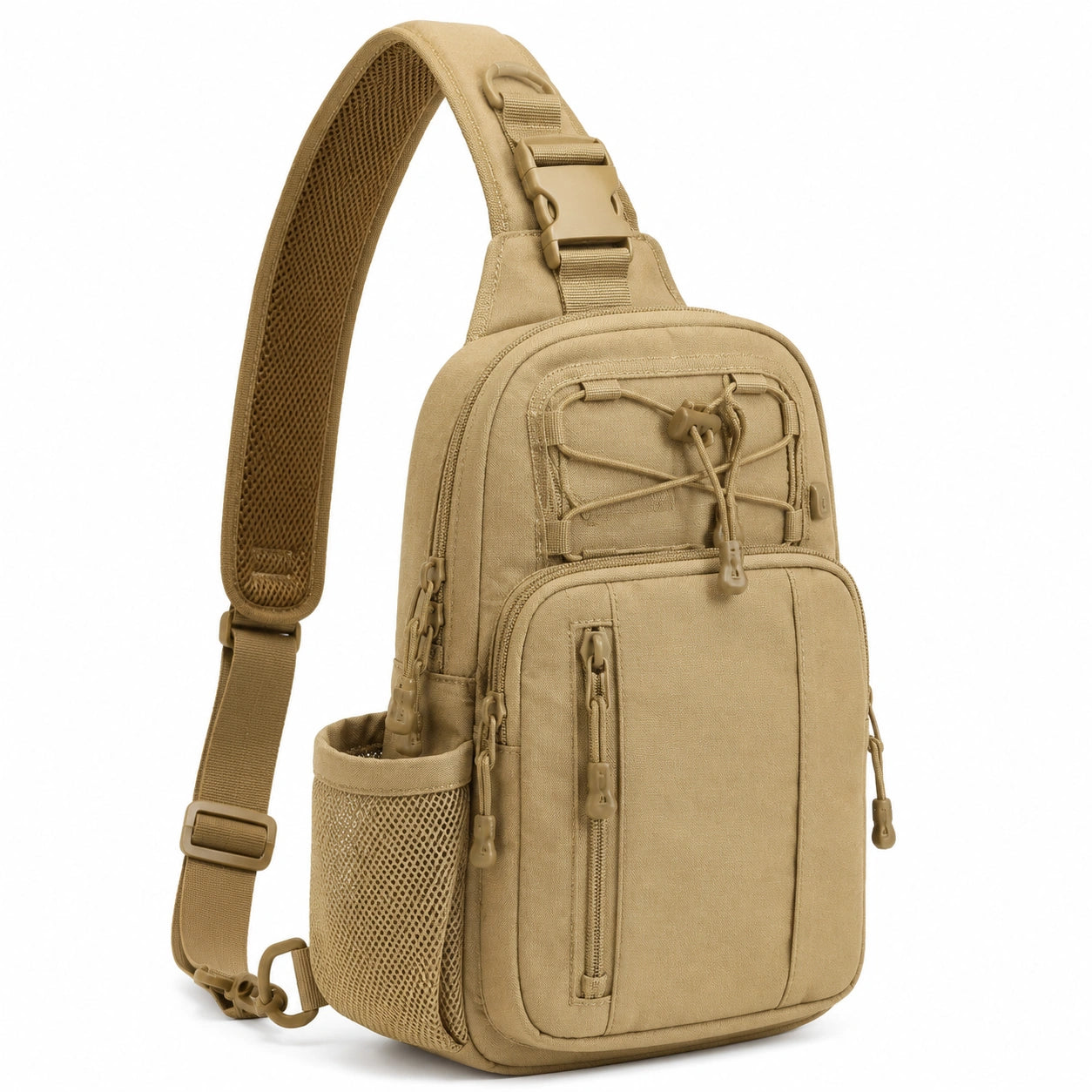 Umh?ngetasche 18 x 10 x 30 cm aus Polyester in Khaki mit Mehrfachf?chern