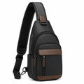 Umh?ngetasche 18 x 8 x 31 cm Kunstleder Schwarz Braun mit Rei?verschluss f¨¹r Alltag