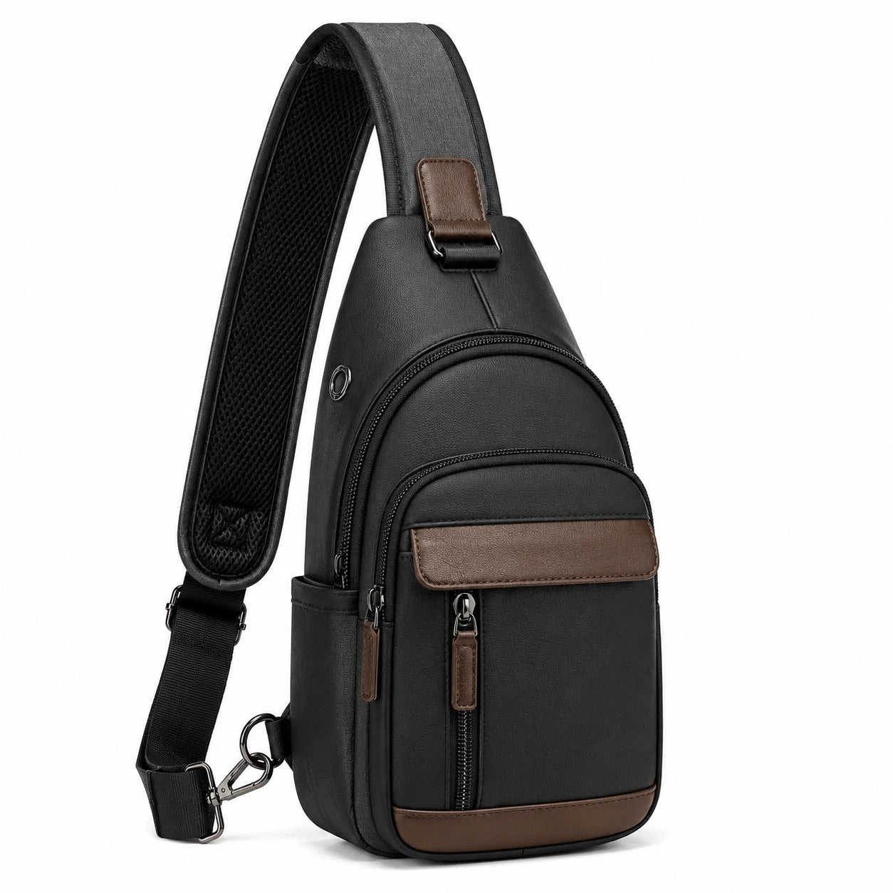 Umh?ngetasche 18 x 8 x 31 cm Kunstleder Schwarz Braun mit Rei?verschluss f¨¹r Alltag