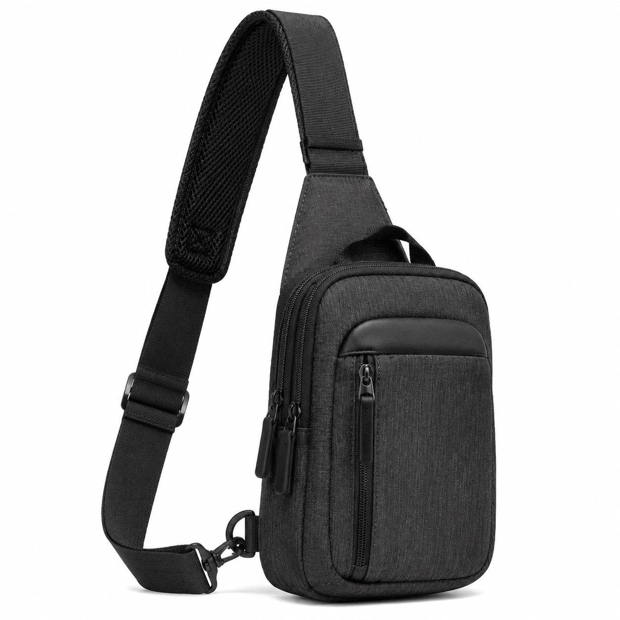 Umh?ngetasche 17 ¡Á 8 ¡Á 30 cm aus Polyester Schwarz mit mehreren Rei?verschlussf?chern