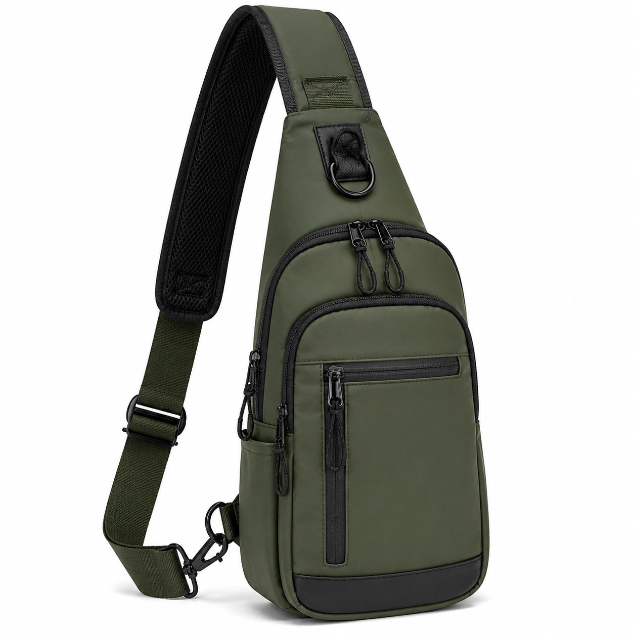 Umh?ngetasche 18 x 8 x 32 cm aus Textil Olivgr¨¹n mit Rei?verschl¨¹ssen f¨¹r Alltag