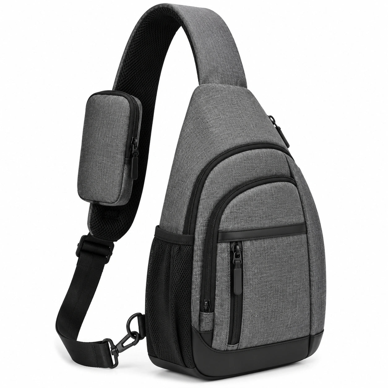 Sling-Rucksack 19 x 10 x 32 cm aus Textilgewebe Grau f¨¹r Alltag mit Mehrfachf?chern