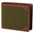 Herren Geldb?rse 12 cm x 9 cm Textil und Kunstleder Olivgr¨¹n Braun - kompakt mit Kartenf?chern