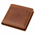 Geldb?rse 12 x 9.5 x 2 cm aus braunem Leder im klassischen Klappdesign