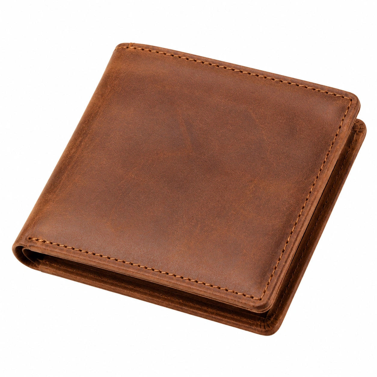 Geldb?rse 12 x 9.5 x 2 cm aus braunem Leder im klassischen Klappdesign
