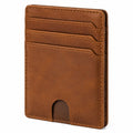 Kartenetui 10 x 7 x 0.5 cm aus Kunstleder Braun schlank mit 3 Kartenf?chern