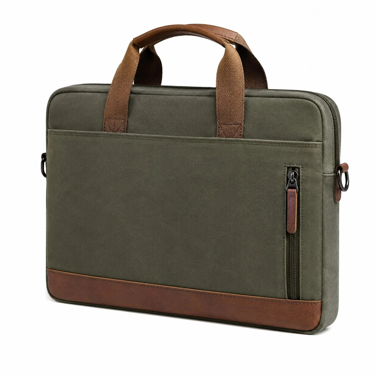 Laptoptasche 15.6 Zoll Kunstleder und Textil Olivgr¨¹n Braun mit Rei?verschluss