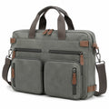 Laptoptasche 40 x 10 x 30 cm aus Kunstleder Grau mit Schultergurt und Mehrfachf?chern