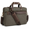 Laptoptasche 42 cm aus Textil in Olivgr¨¹n mit braunen Bes?tzen - Schultertasche f¨¹r Arbeit