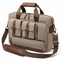 Aktentasche 42 x 12 x 32 cm aus Textil in Beige Braun mit Schultergurt und Mehrfachf?chern