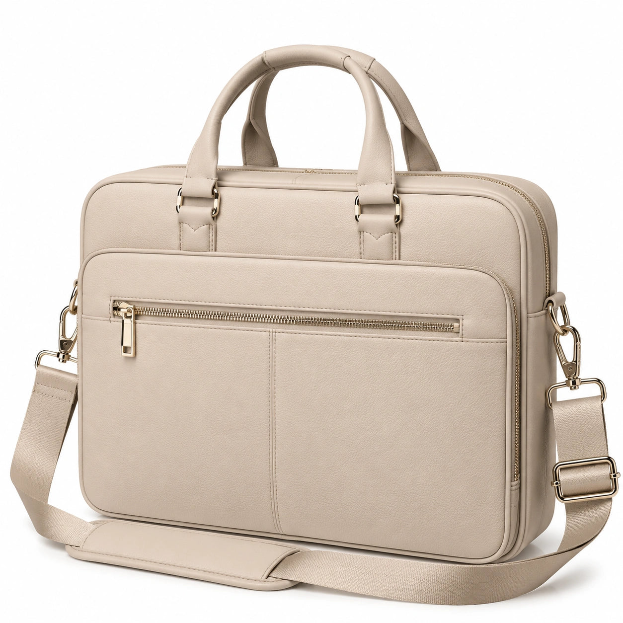 Laptoptasche 40 x 8 x 30 cm Kunstleder Beige f¨¹r B¨¹ro mit Schultergurt