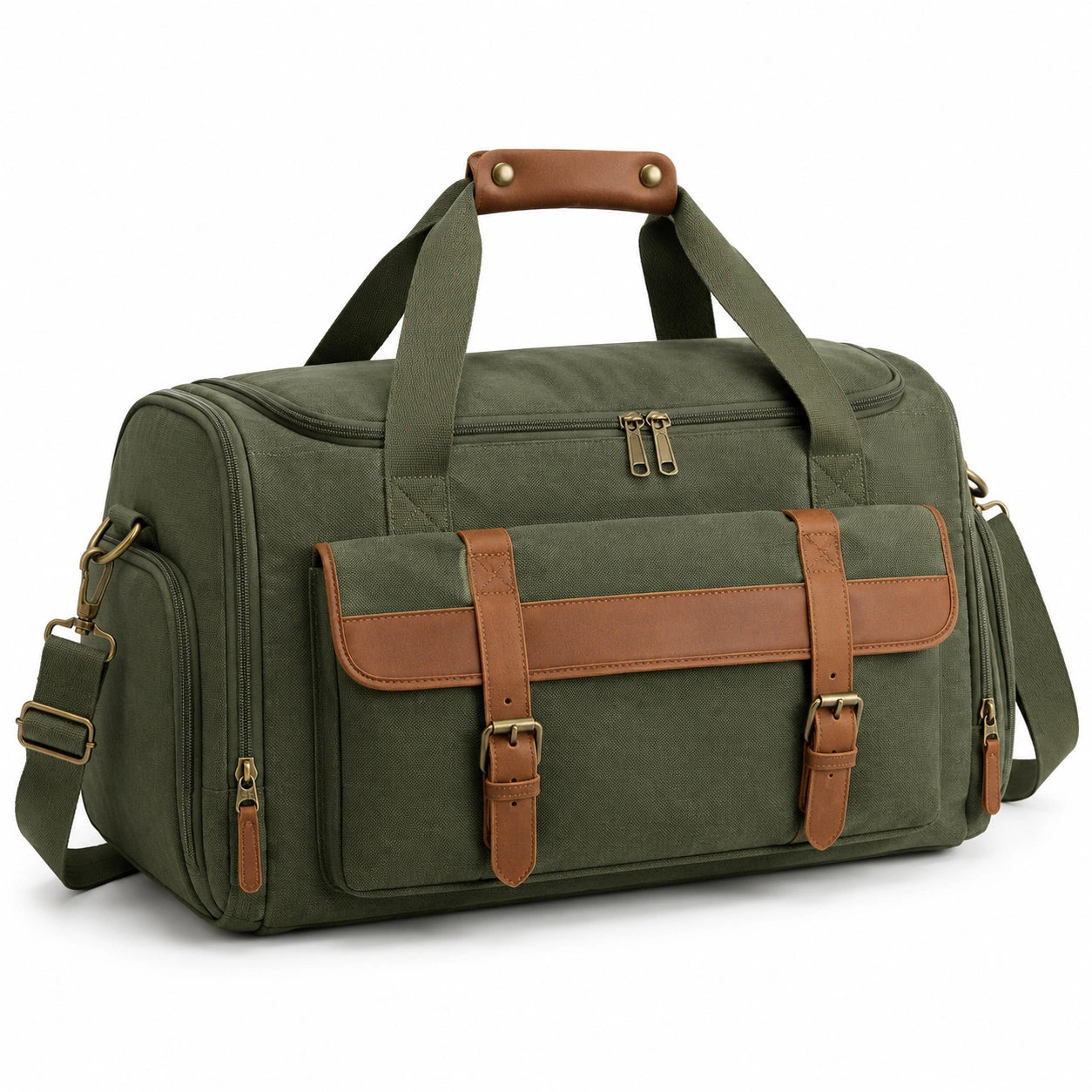 Reisetasche 50 x 25 x 30 cm aus Textil in Olivgr¨¹n Braun mit Schultergurt
