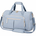 Reisetasche 45 cm x 25 cm x 30 cm aus Textil in Hellblau mit Schultergurt und mehreren F?chern