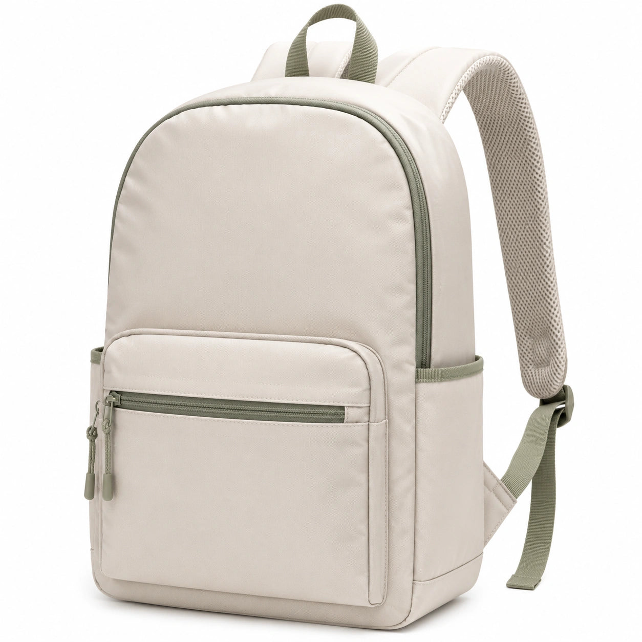Rucksack 30 x 15 x 42 cm aus Textilgewebe in Beige mit gepolsterten Tr?gern und Rei?verschluss