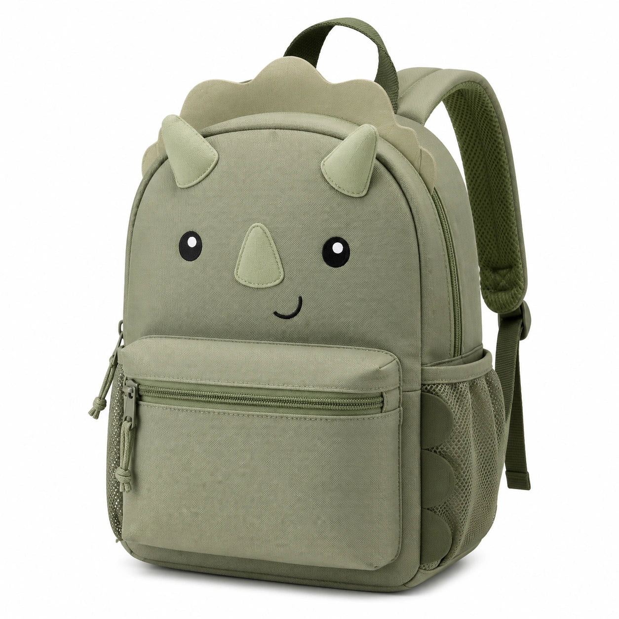 Kinderrucksack 24 x 12 x 30 cm aus Textil in Olivgr¨¹n im Dinosaurierdesign f¨¹r Kindergarten