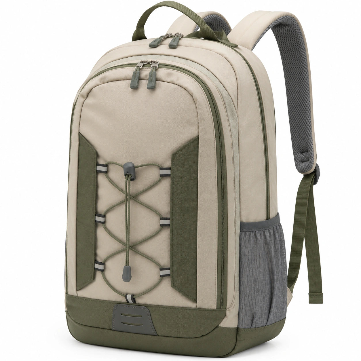Rucksack 32 x 18 x 46 cm aus Textilgewebe in Beige Olivgr¨¹n Grau mit mehreren F?chern