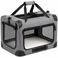 Haustier Transportbox 60 ¡Á 42 ¡Á 42 cm aus Textilgewebe in Grau Schwarz faltbar mit Netzfenstern