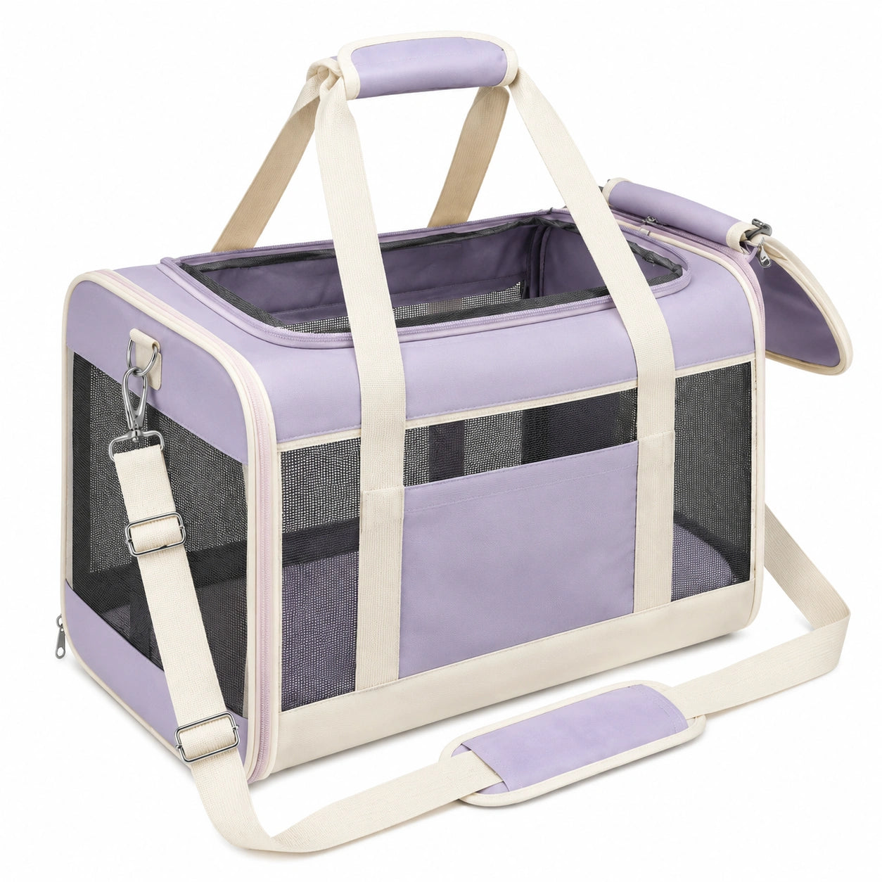 Haustiertragetasche 45 x 28 x 30 cm Textil Lavendel mit Netzfenstern f¨¹r Katzen und kleine Hunde