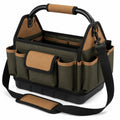 Werkzeugtasche 40 x 25 x 30 cm Olivgr¨¹n Braun mit Tragegriff Schultergurt und Au?enf?chern