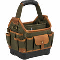 Werkzeugtasche 40 x 24 x 35 cm aus Textilgewebe olivbraun mit Kunststoffboden und Au?entaschen